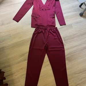 City Studio Deep Red Women's Blazer Suit